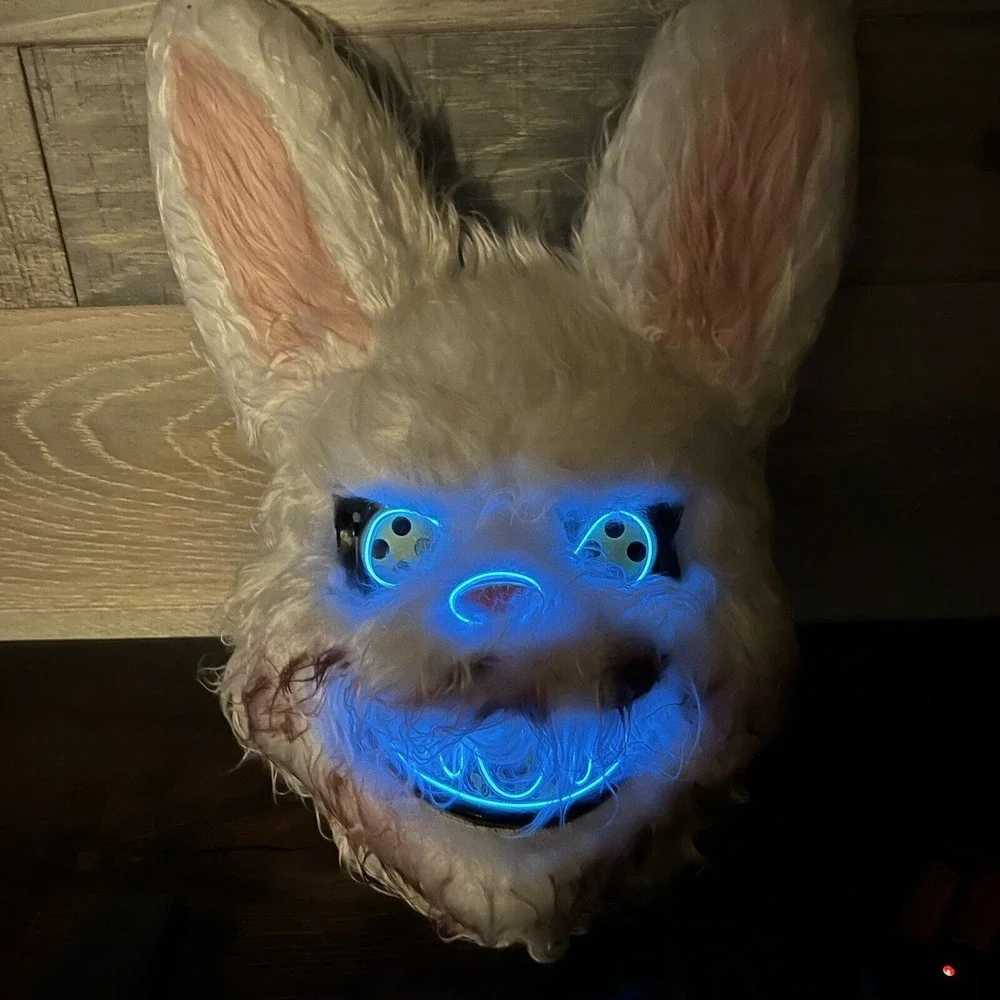 Cosplay‎ Rabbit Mask Halloween Scary Bunny Bloody Plush Animal Head Tested Props